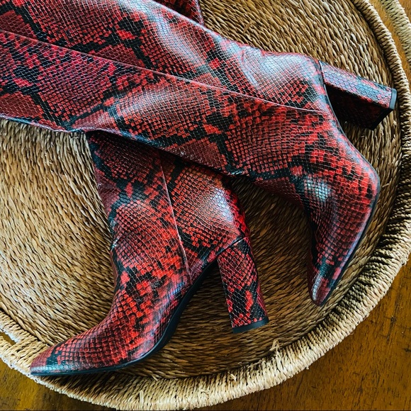 New INC Paiton red snake boots - Picture 6 of 8